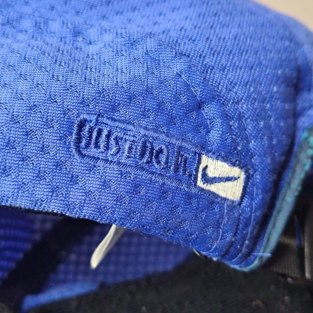 VINTAGE Nike Hat Cap Blue Black Tailwind 7 Panel Mesh Mini Swoosh Running - Picture 8 of 16